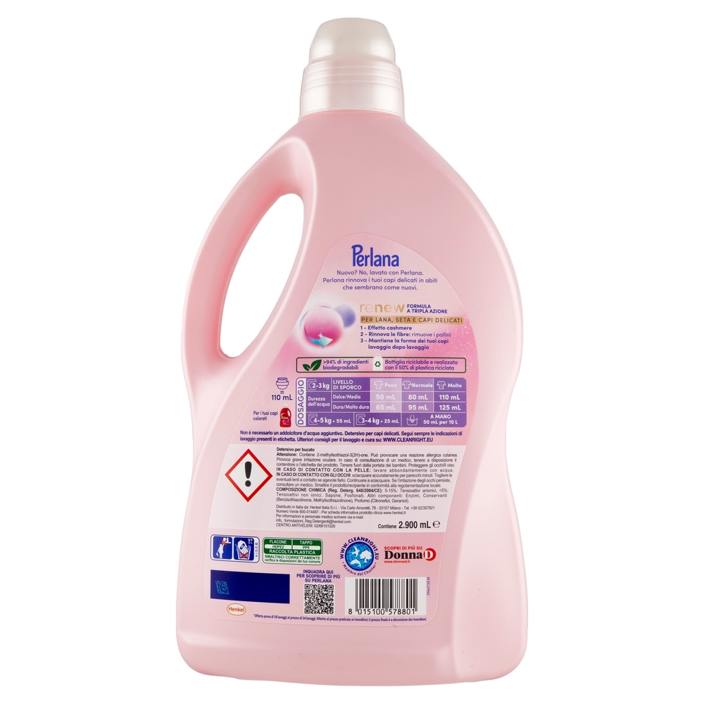 PERLANA Titolo: Perlana Detersivo Delicati 58 Lavaggi 2.900 mL Eliminare la sezione ''tipo di confez